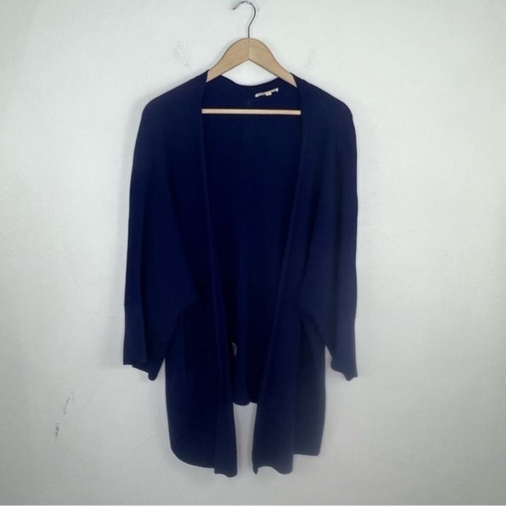 Eileen Fisher Blue Purple Organic Cotton Long Open Cardigan Size Medium